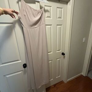 Show Me Your MuMu One-Shoulder Maxi Dress in Light Taupe